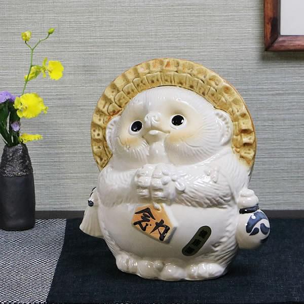 信楽焼 風水狸(白) たぬき タヌキ 開運 縁起物 可愛い 陶器 商売繁盛
