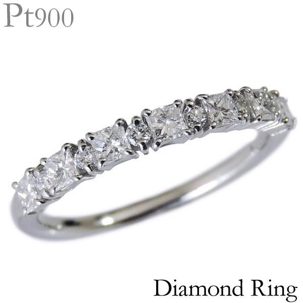 ダイヤモンド リング pt900 プラチナ クリア グレー プリンセスカット