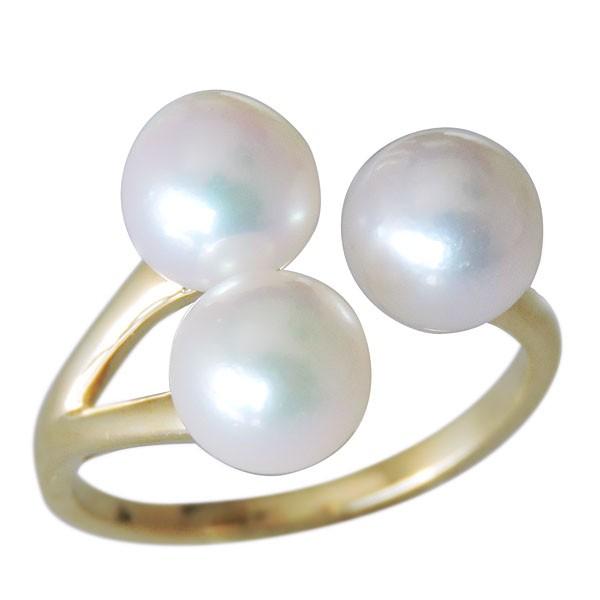 パールリング 真珠リング あこや本真珠 k18 イエローゴールド 6-6.5mm