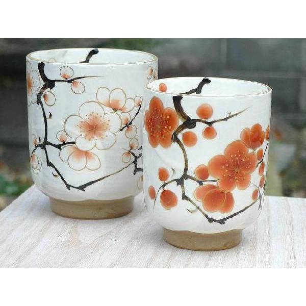 京焼 清水焼 紅白梅夫婦湯飲み 陶あん : 松韻堂 Yahoo!店 - 通販