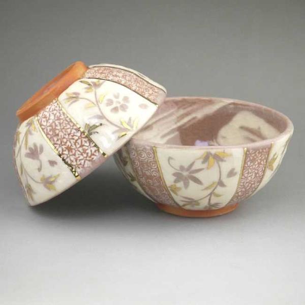 京焼 京都清水焼 日展作家 寺池静人 彩金椿文 茶碗 京焼 京都清水焼 日