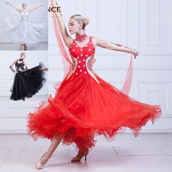 社交ダンス 衣装 モダンドレス ラテン ダンスウェア 大きい裾 練習服
