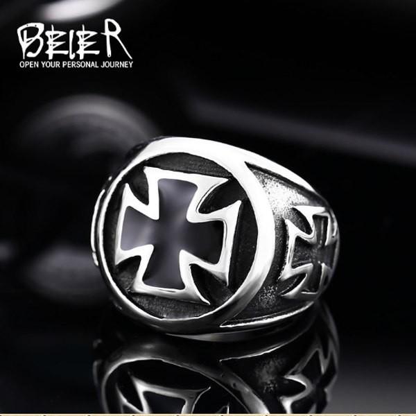 アイアンクロスリング ステンレス ハーレー バイカー バイク 兵士