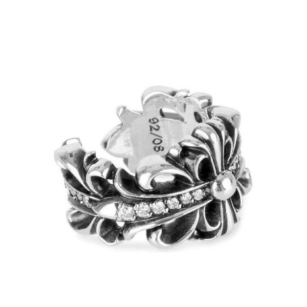 CHROME HEARTS DOUBLE FLORAL CROSS RING PAVE DIAMOND クロムハーツ