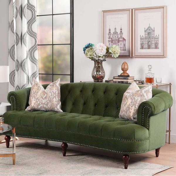 3人掛けソファ ベロア グリーン ジェニファーテイラー ベロアソファ