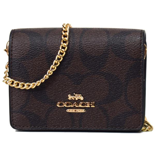 COACH（コーチ） 財布 シグネチャー 型押し チェーン ミニ ウォレット