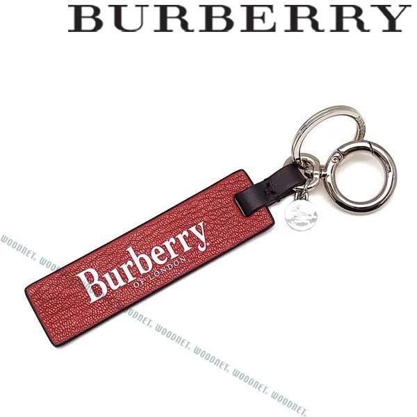 BURBERRY（バーバリー） タグロゴチャーム レザー キーホルダー レッド