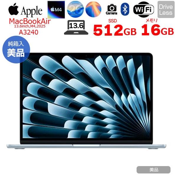 MacBook Air 【中古パソコン】Apple 13.6inch MC6U4J/A A3240 2025