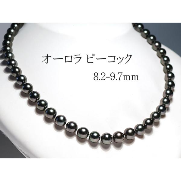 ネックレス ブラックパール テリ最強オーロラピーコック鑑別書付 黒蝶