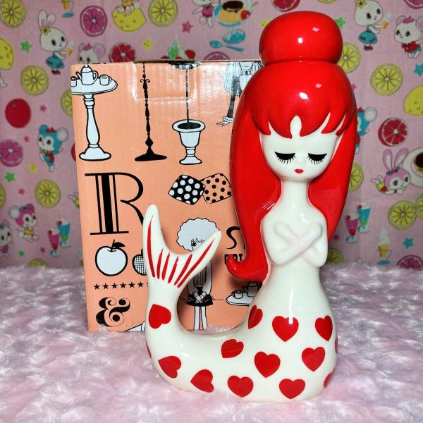 内藤ルネ 陶器製人魚 赤色 絶版品 人魚 RUNE マーメイド 一輪挿し ペン