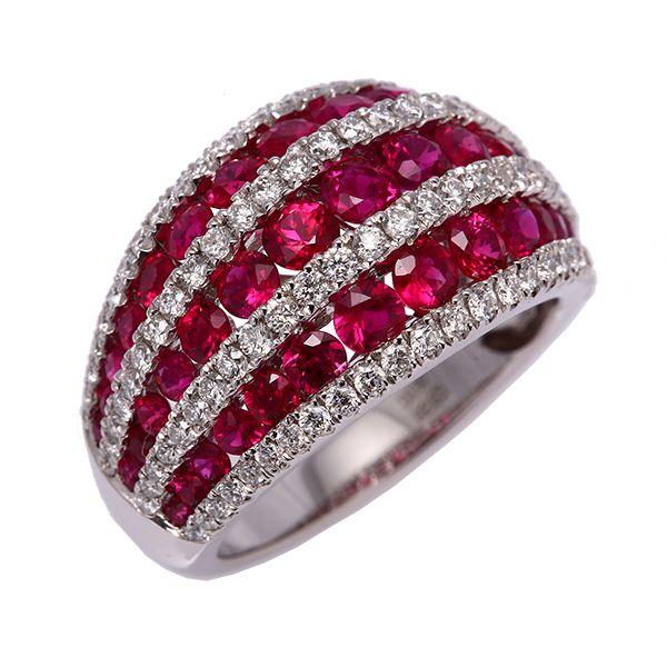 ルビー 18金 ホワイトゴールド パヴェ リング ダイヤモンド K18WG