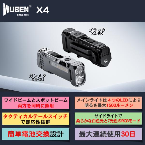 WUBEN（ウーベン） ☆爆買☆【WUBEN】【X4】超小型 LED懐中電灯 led