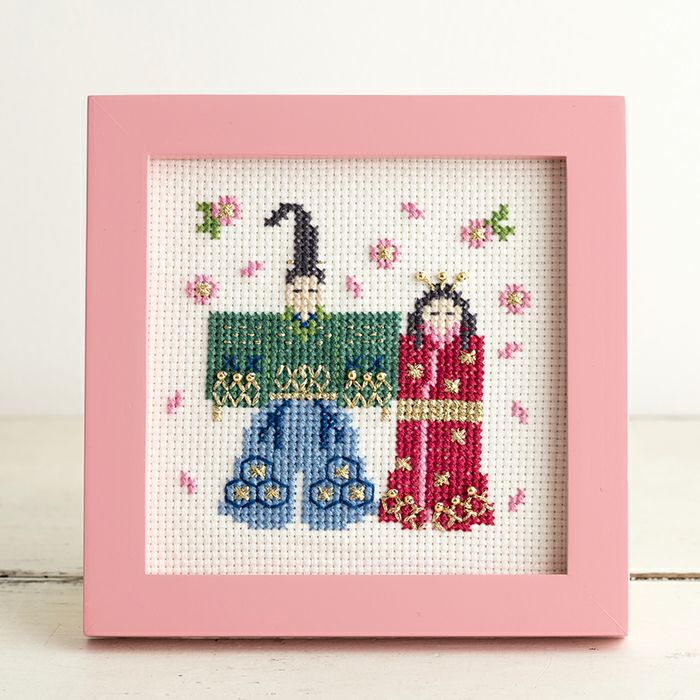 クロスステッチフレーム＜立ち雛＞ | リバティ 生地、編み物、刺繍