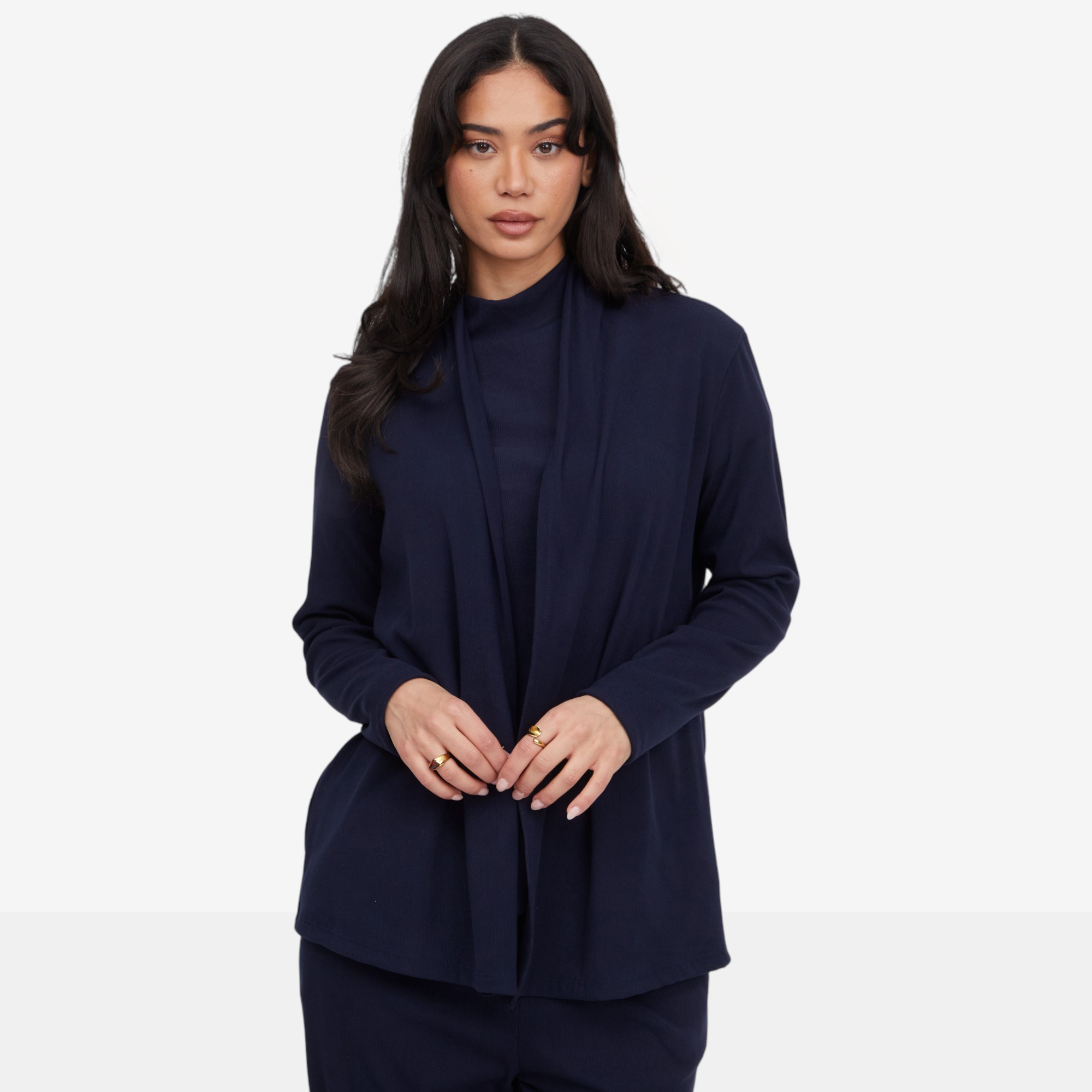 Kim & Co. Soft Rib Knit Edge To Edge Long Sleeve Cardigan - TSC.ca