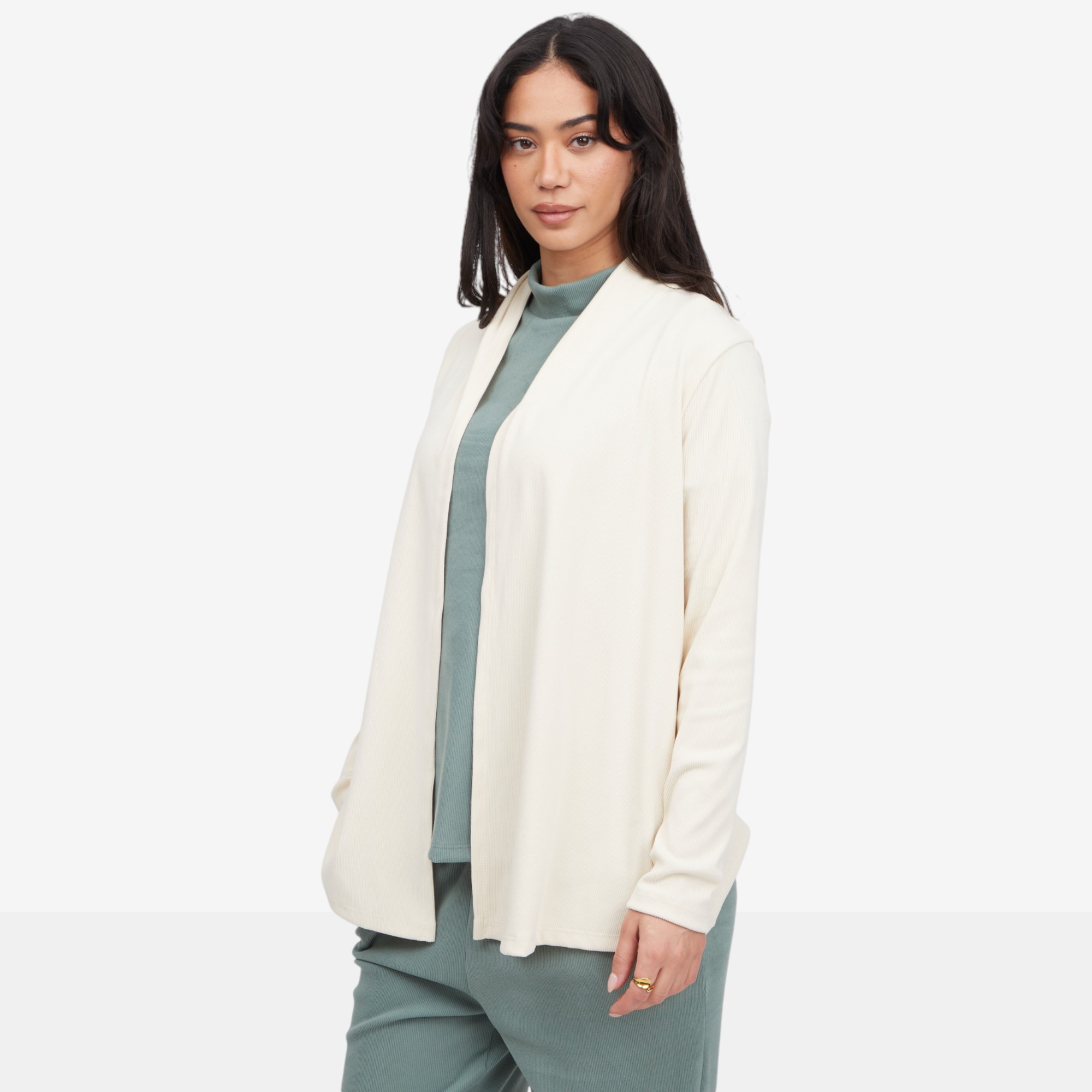 Kim & Co. Soft Rib Knit Edge To Edge Long Sleeve Cardigan - TSC.ca