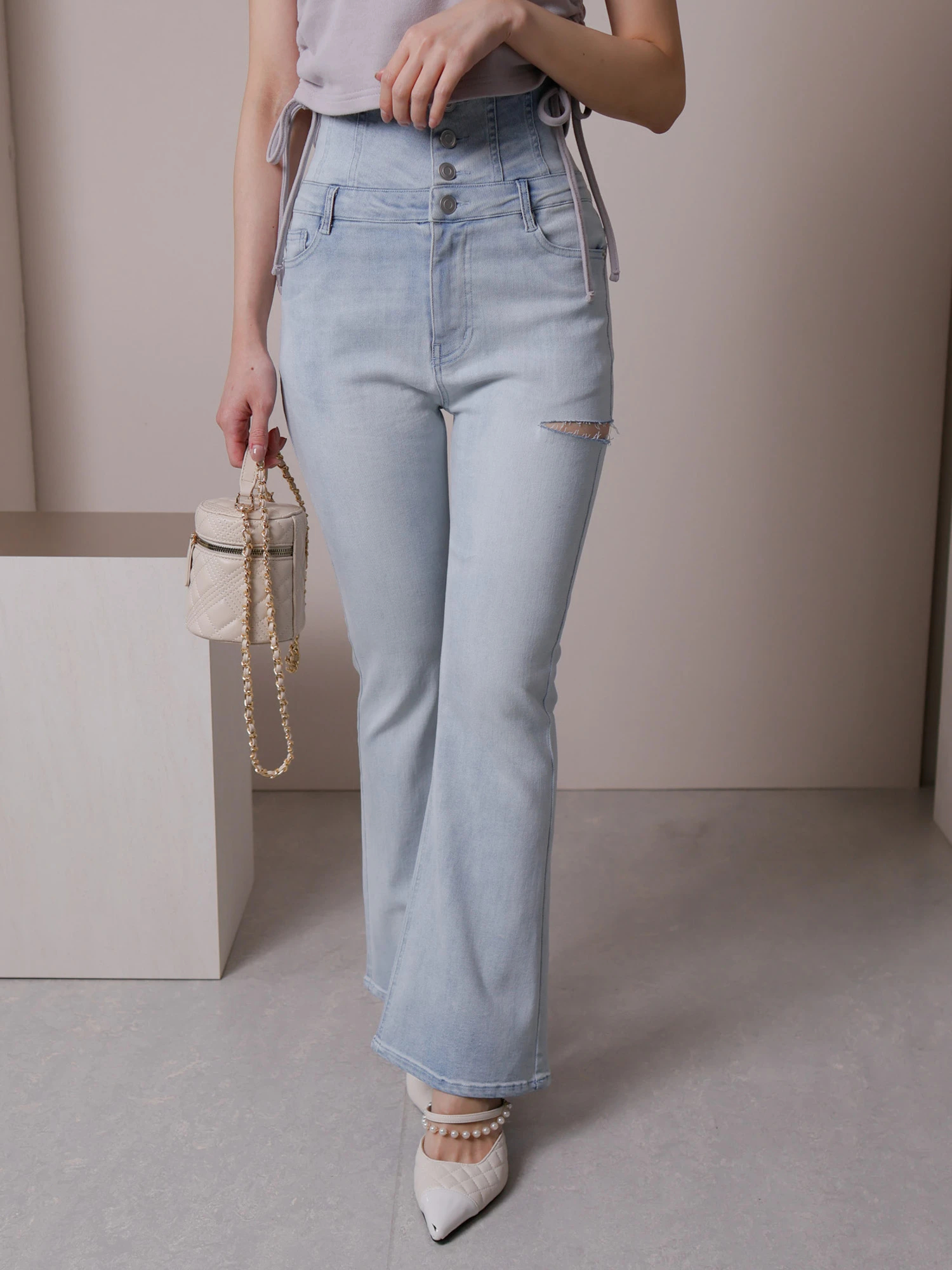 LIP SERVICE（リップサービス）｜ HWスリットフレアdenim パンツ