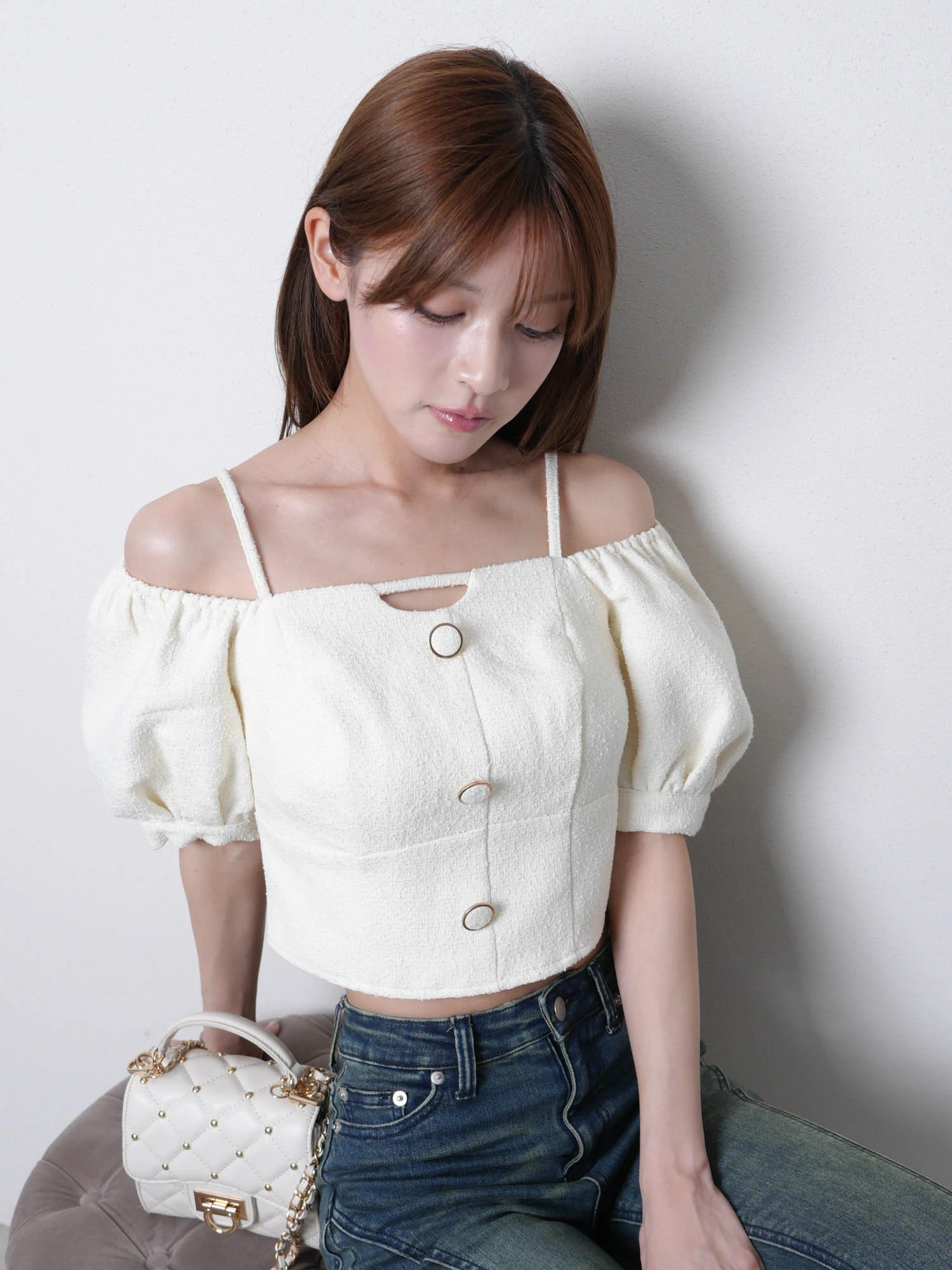 LIP SERVICE（リップサービス）｜ ツイードオフショルトップス