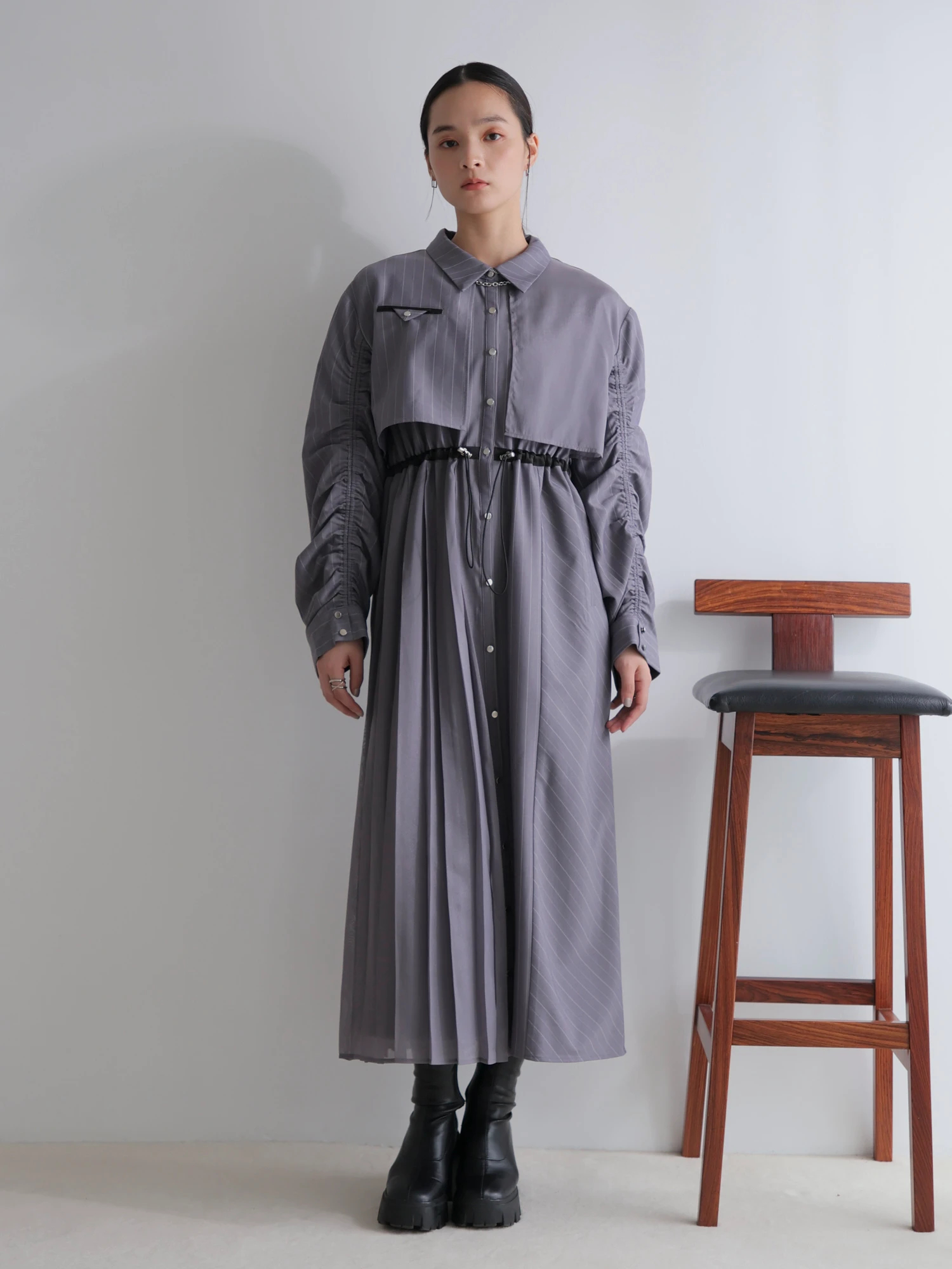 LADYMADE（レディメイド）｜ ストライプドロストシャツワンピース