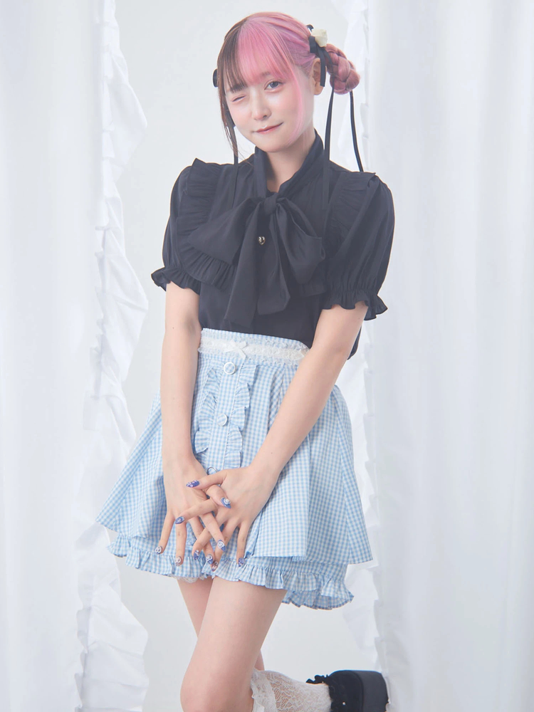 TRALALA 希少 ホワイト シフォン リボン付き フレアスカパン TRALALA