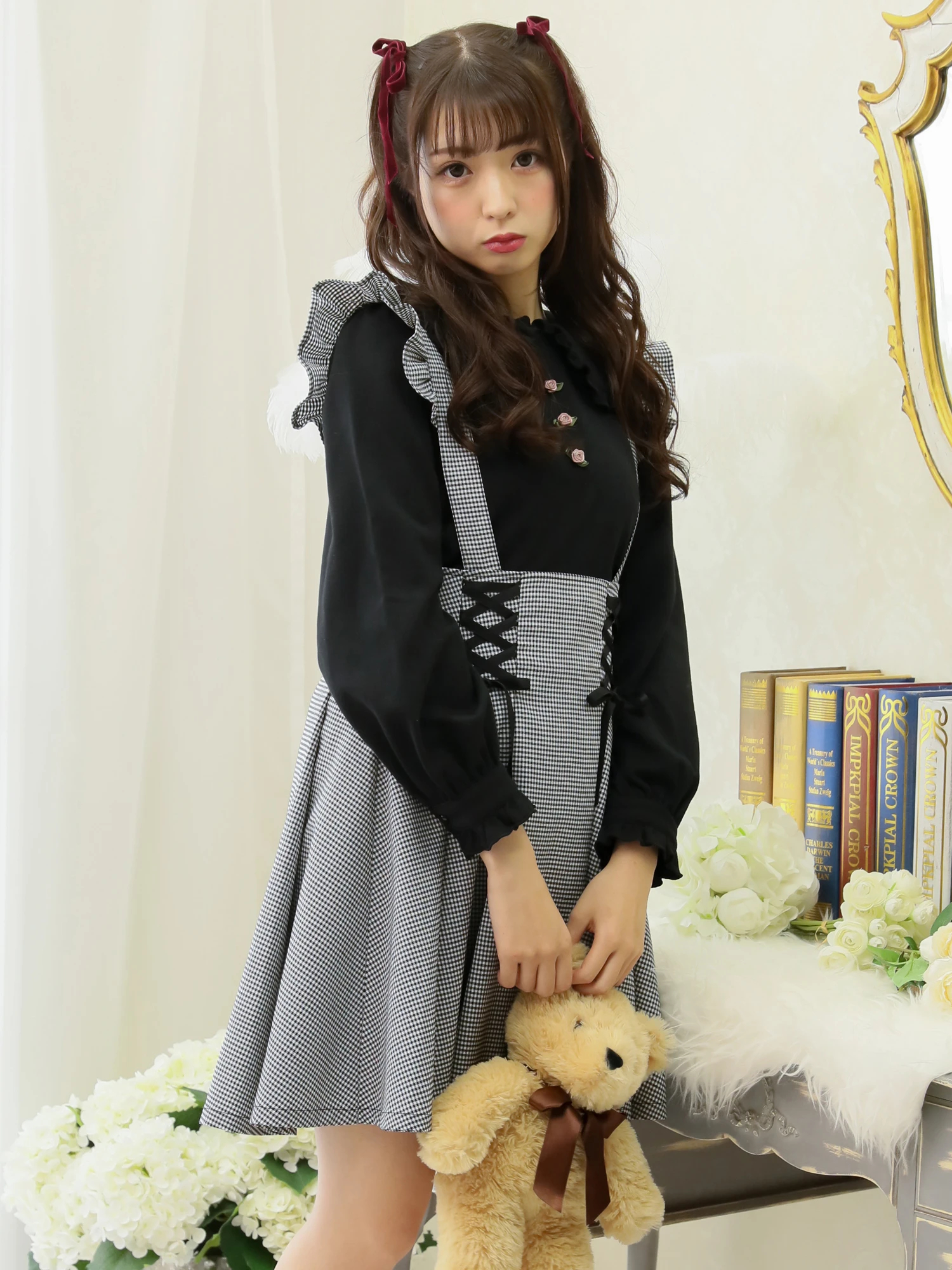 サスペンダー付きレースアップハイウエストスカート - Ank Rouge(アン