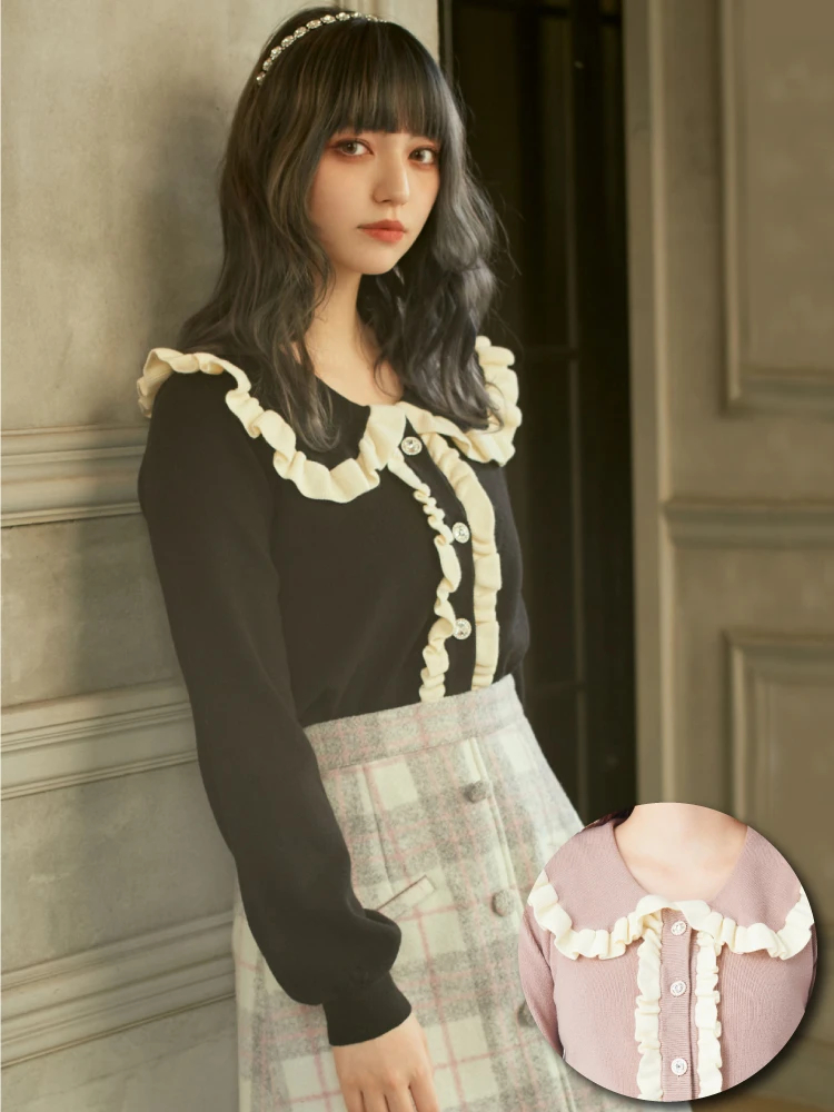 配色フリルニットプルオーバー - Ank Rouge(アンクルージュ)のニット