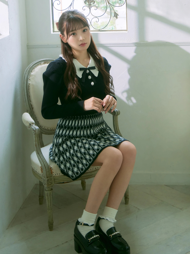 チェック柄プリーツニットスカート - Ank Rouge(アンクルージュ)の