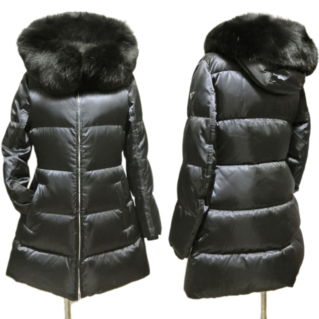 プラダ ファー付 ロングダウンジャケット（コート）29Z117 黒 #42 PRADA