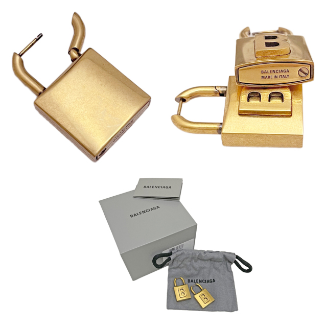 バレンシアガ ロック ピアス Lock earrings ゴールド BALENCIAGA