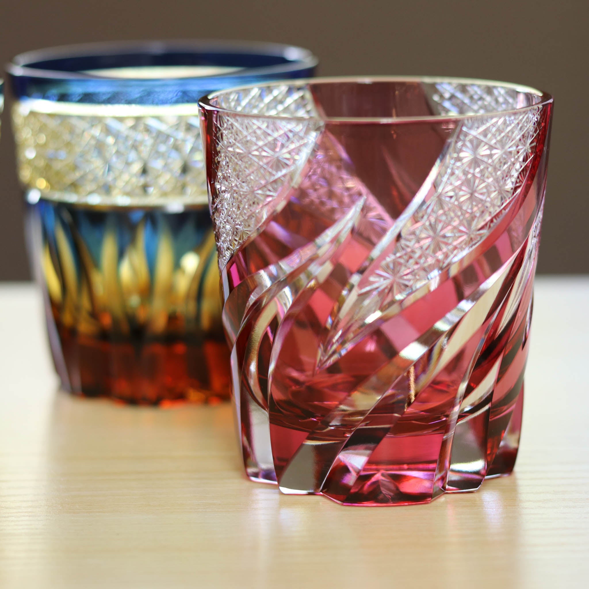 江戸切子 ロックグラス | homura 焔 | 金赤 | haku硝子