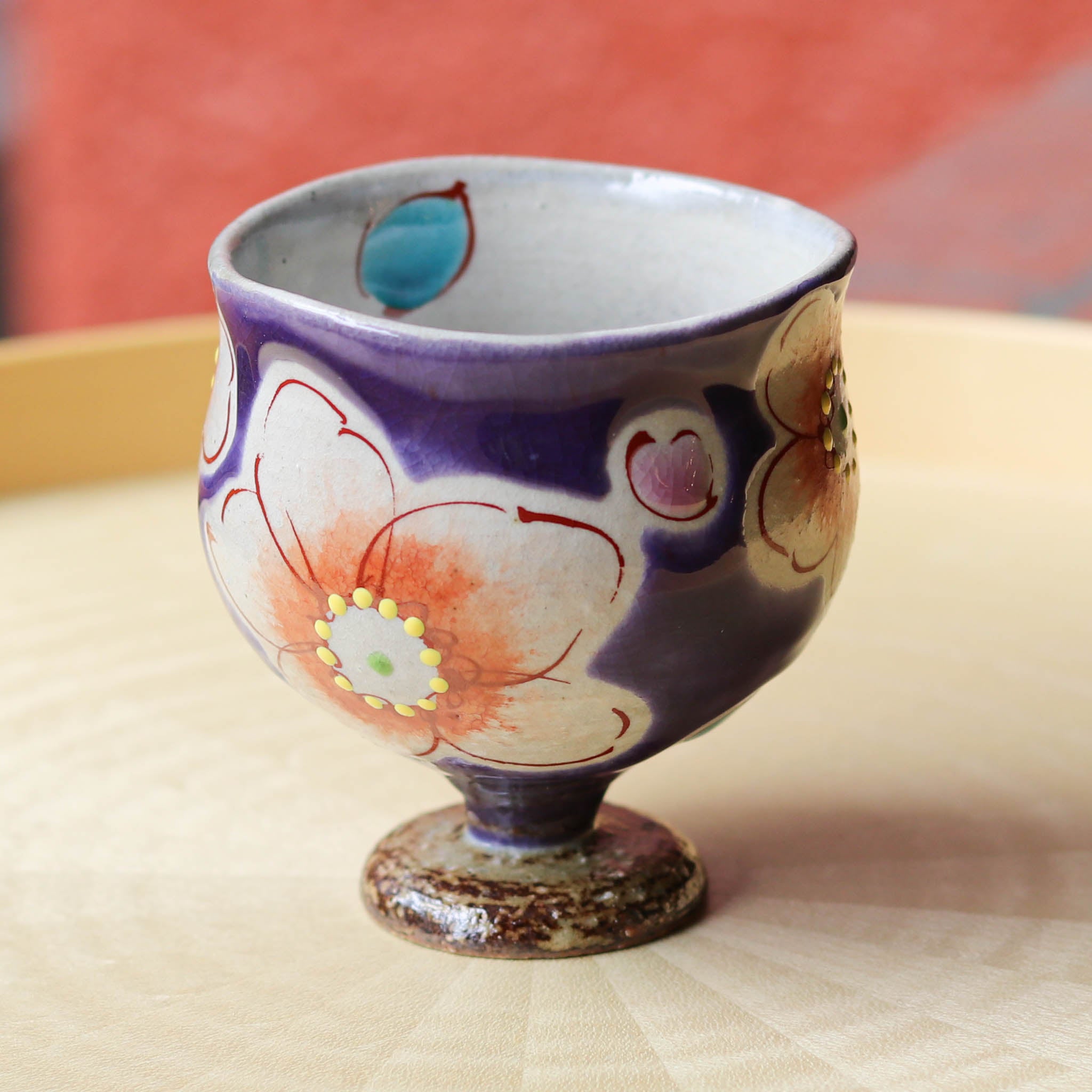 九谷焼 酒器 | ぐい呑み | バイオレット花うらら | 虚空蔵窯