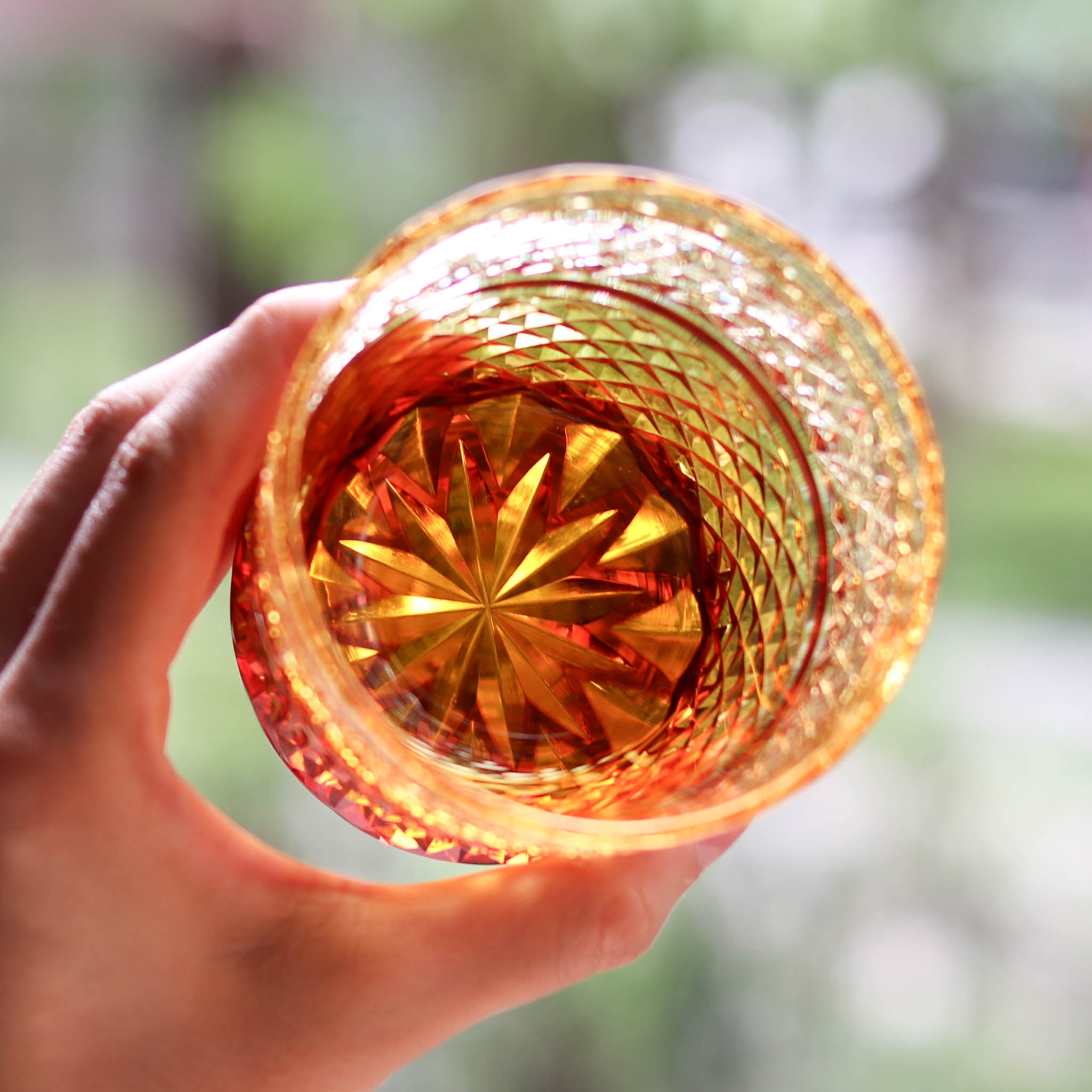 小樽切子 オールドグラス | 燦 | 金赤琥珀 | 深川硝子工芸