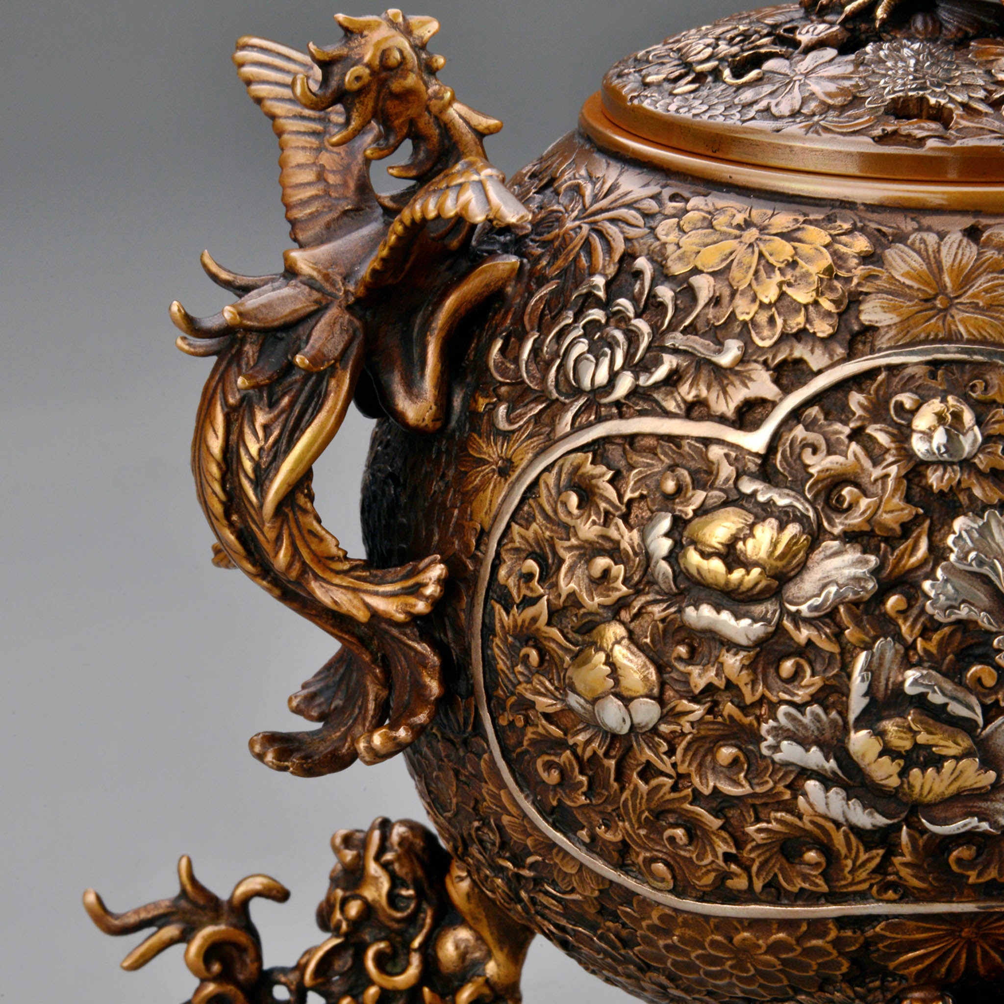 高岡銅器 香炉 | 玉型孔雀 彩色 | 銅 | 喜泉堂