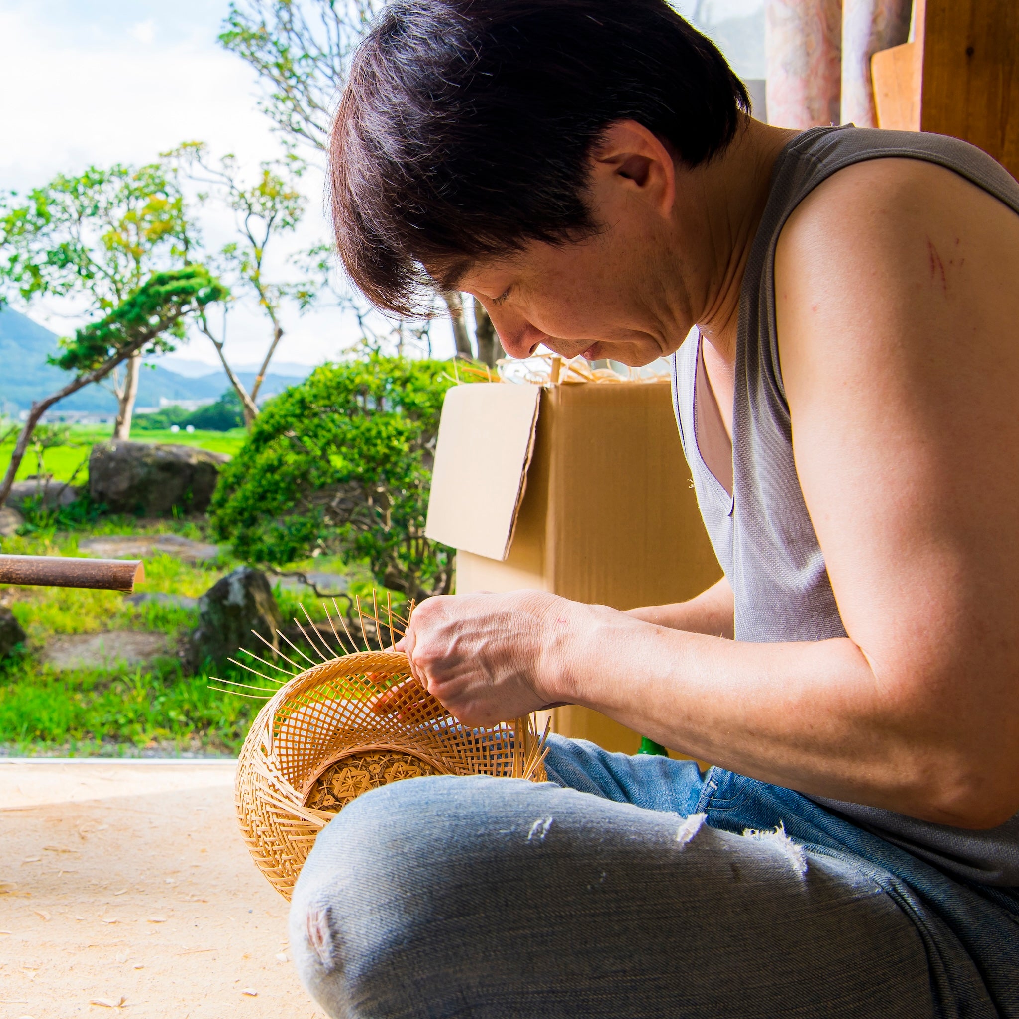 別府竹細工 竹かご | 花六ツ目鉄鉢 | ミニ | 山下工芸