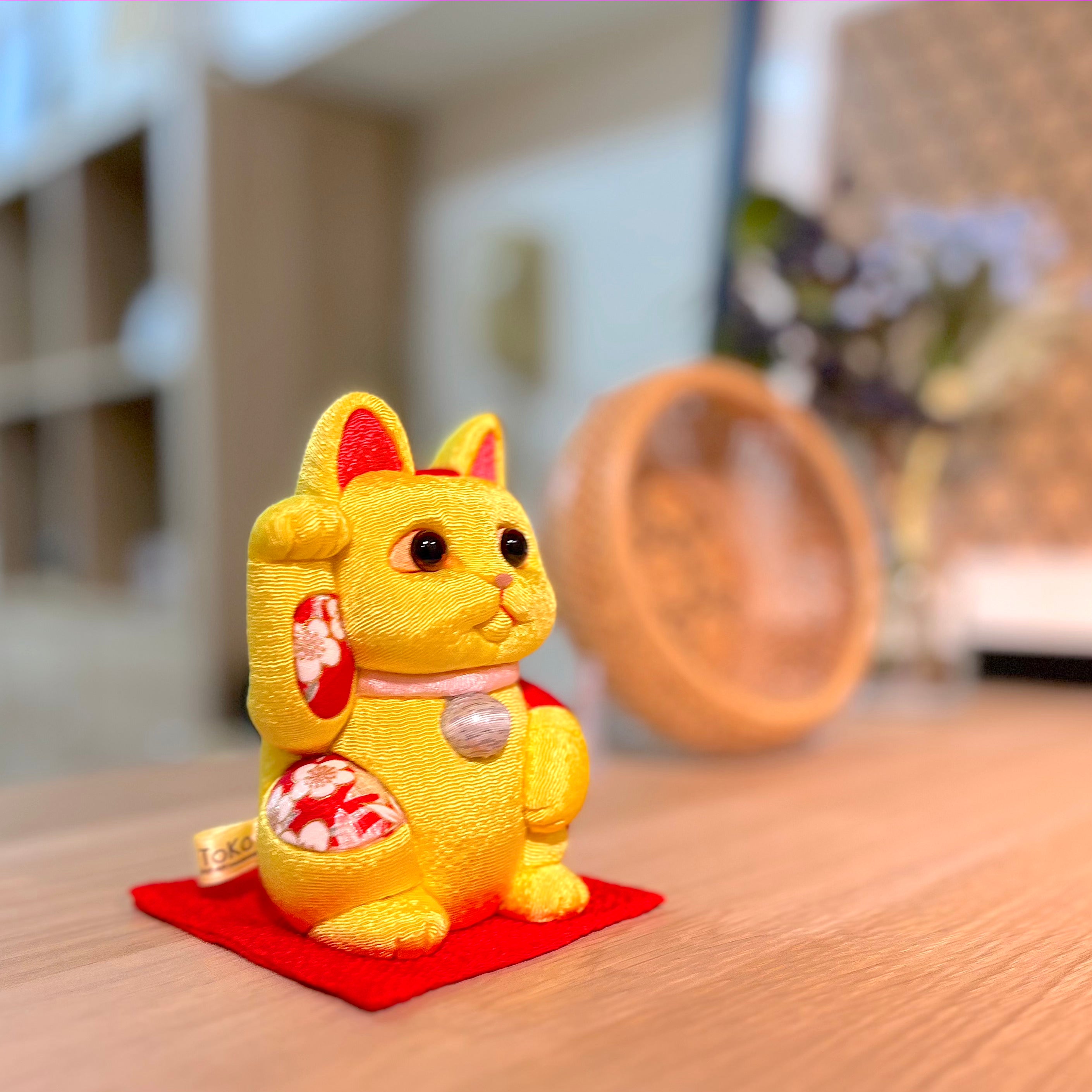 招き猫 | 江戸木目込み 招き猫 風水(中) | 黄色 | 柿沼人形