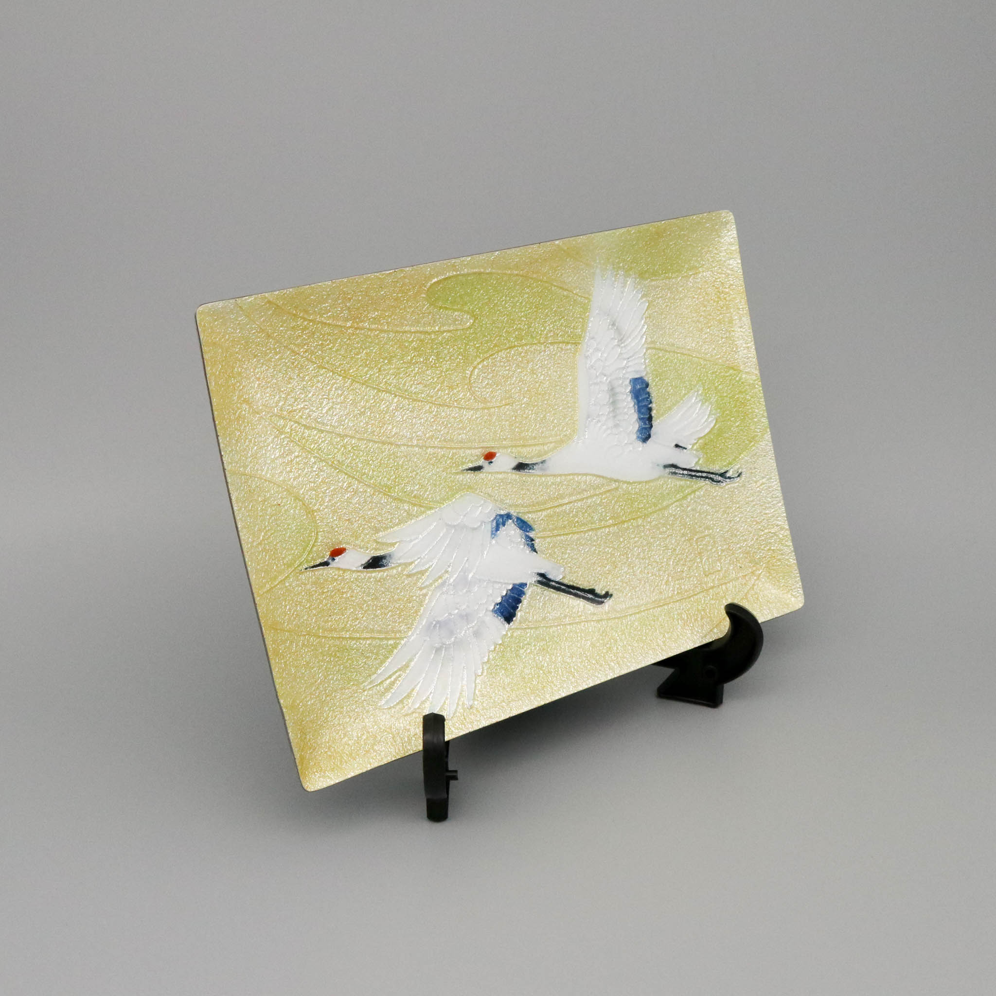 七宝焼き | 飾皿 | 双鶴 15x21