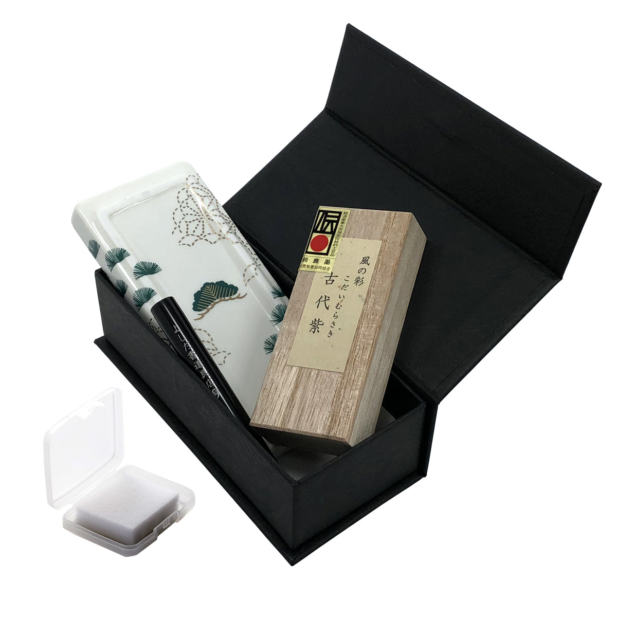 有田焼 ポータブル書道セット | 花陶硯 プチ硯セット | 松 | よしだ書