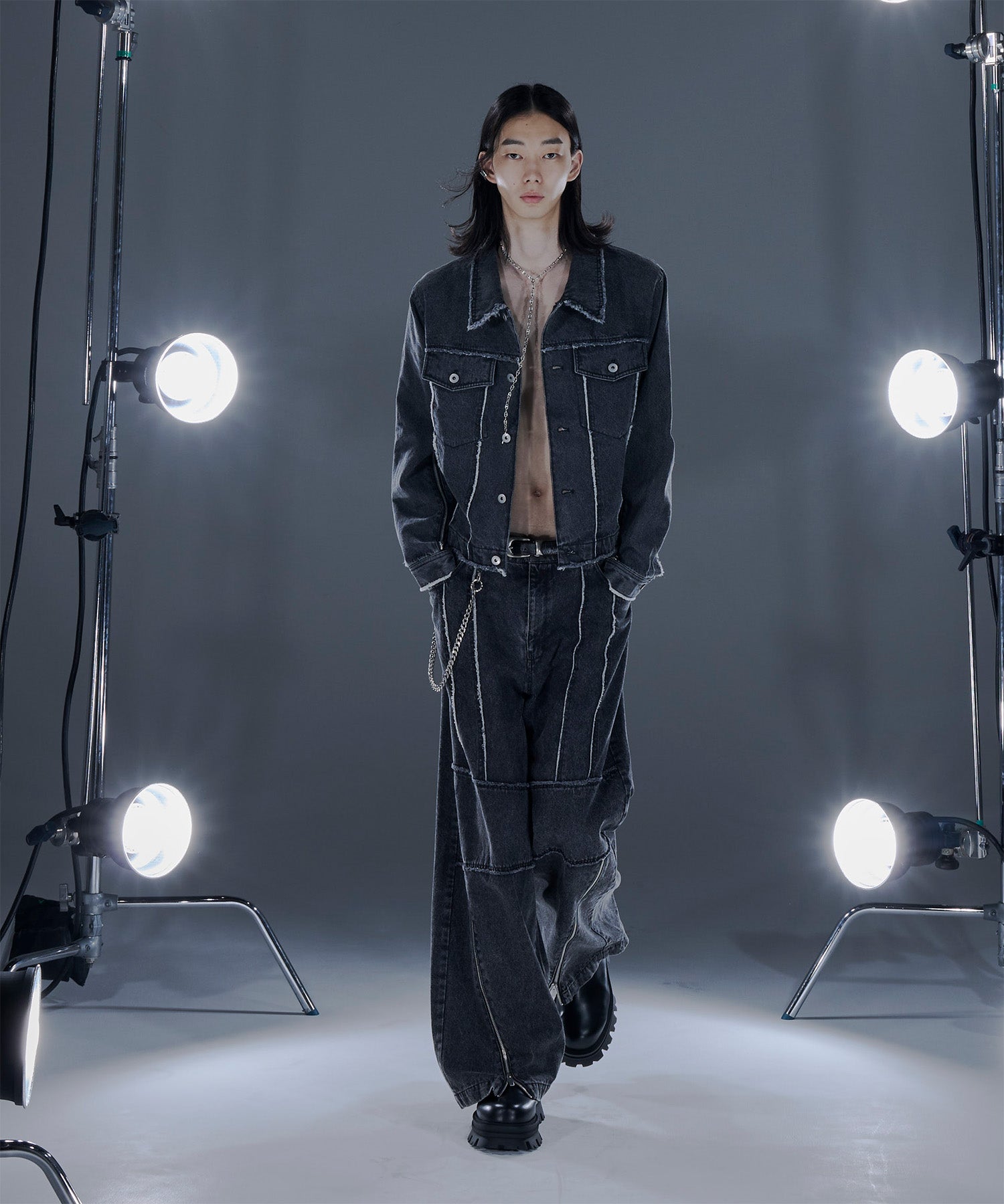 Zipped-Slit Baggy Denim – Jent Louis