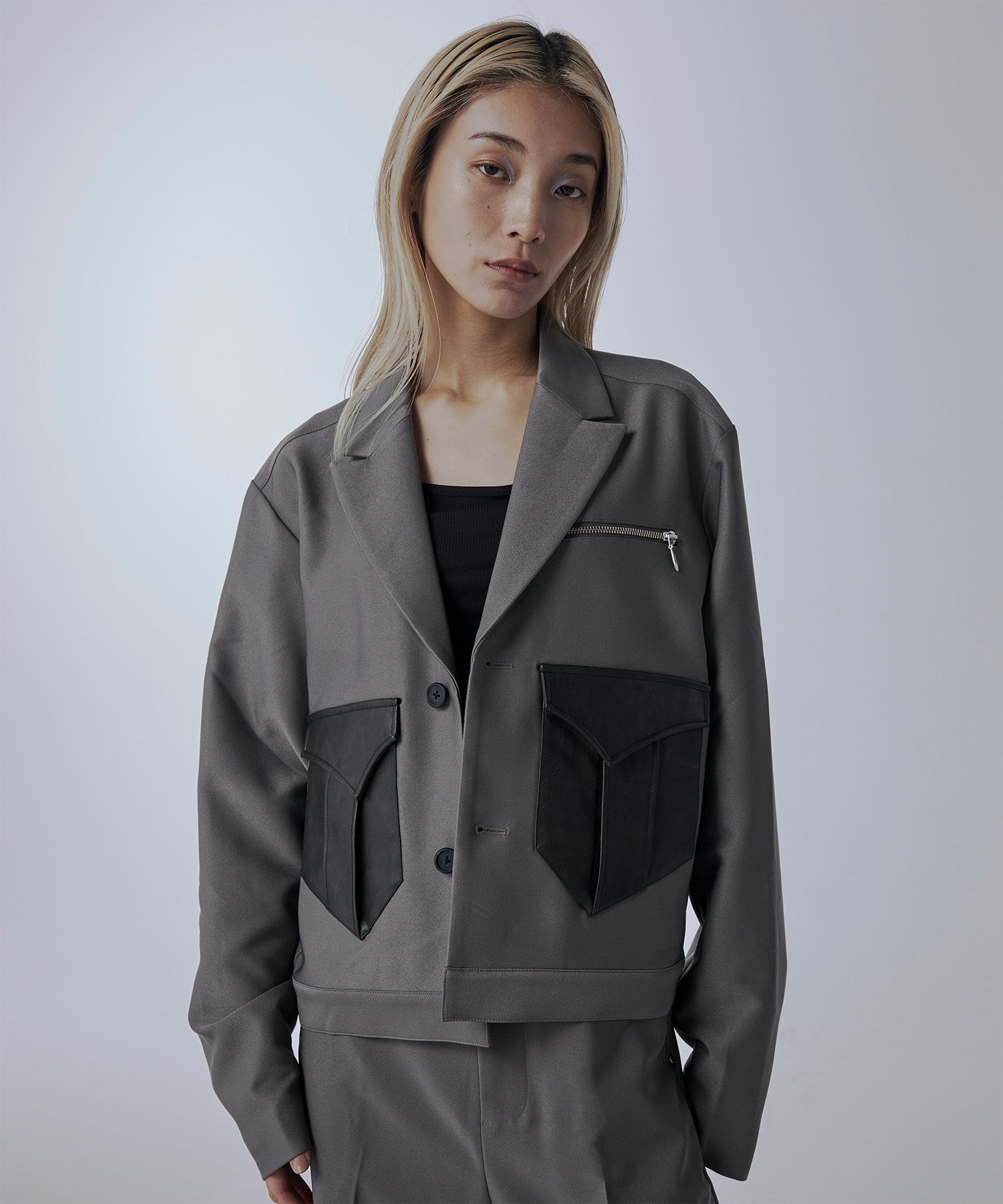 Leather pocket short jacket – Jent Louis