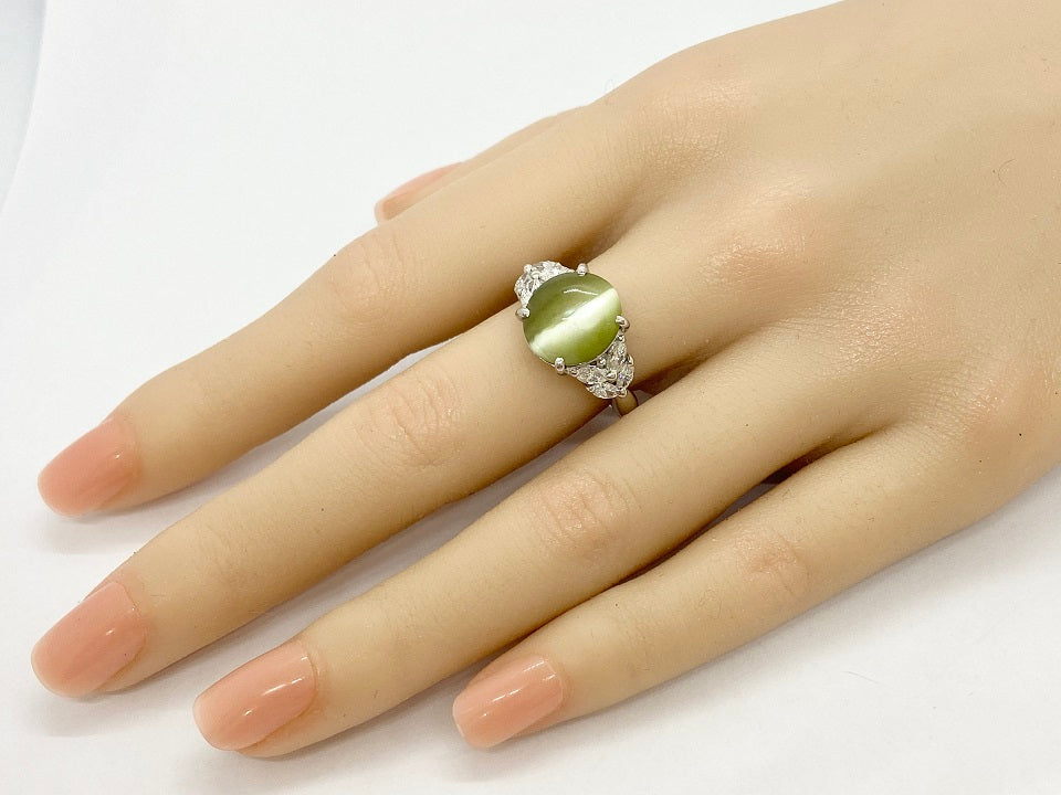 Chrysoberyl Cat's Eye Pt900クリソベリルキャッツアイ ダイヤモンド