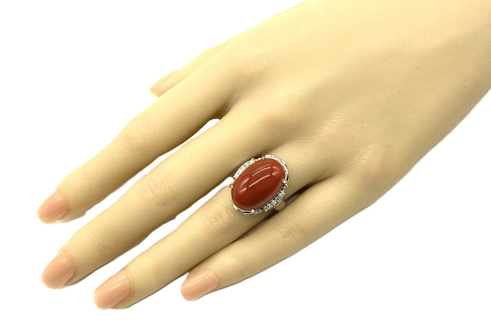 Coral Pt900血赤珊瑚 ダイヤモンドリング (NO.49260) – JEX宝石
