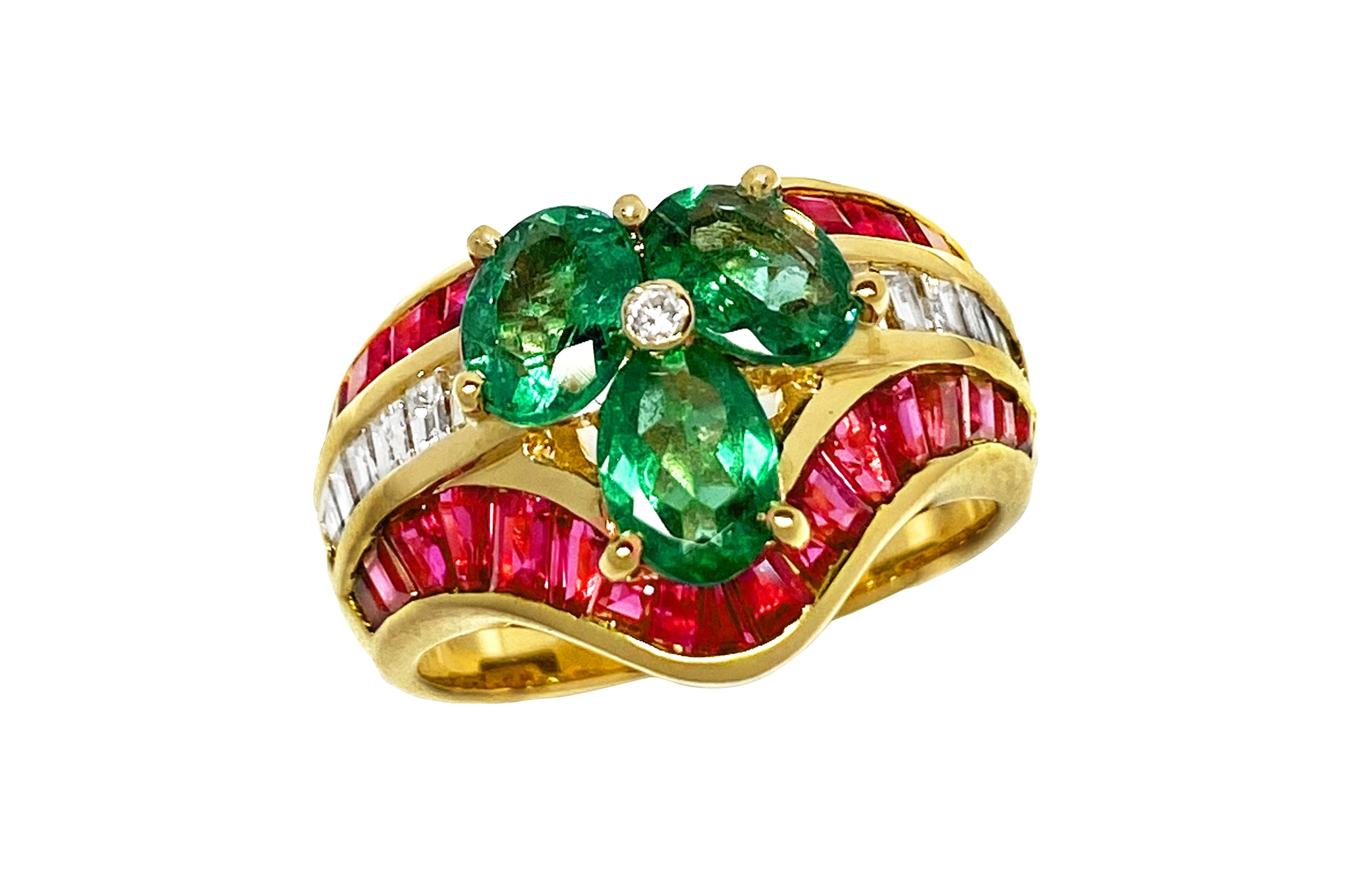 Emerald K18エメラルド ルビー ダイヤモンドリング (NO.129123) – JEX