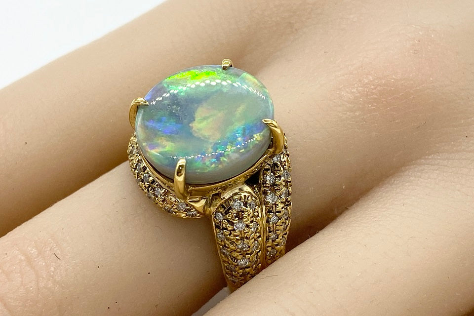 Black Opal K18ブラックオパール ダイヤモンドリング (NO.38332) – JEX