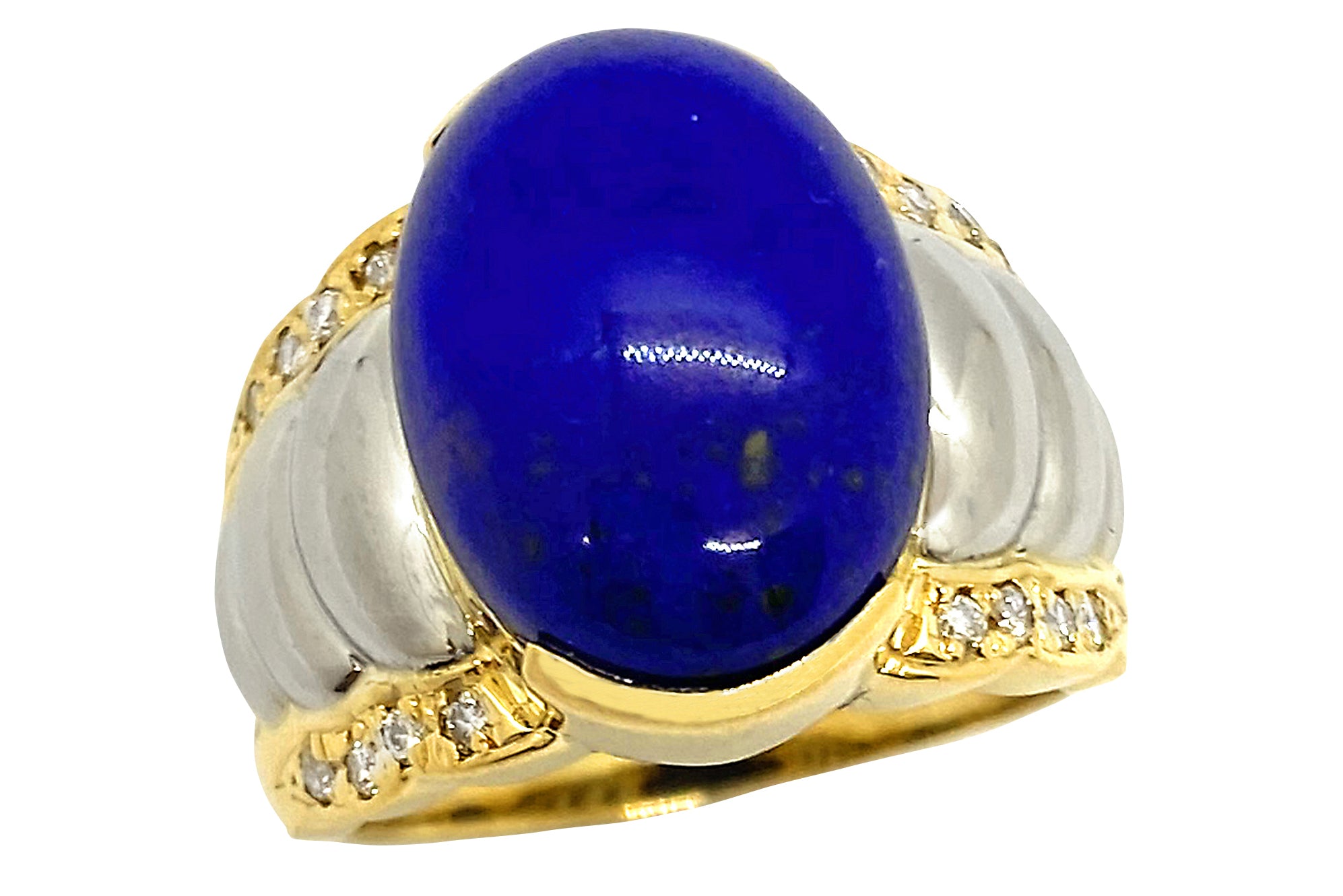 Lapis Lazuli K18/Pt900ラピスラズリ ダイヤモンドリング (NO.304786