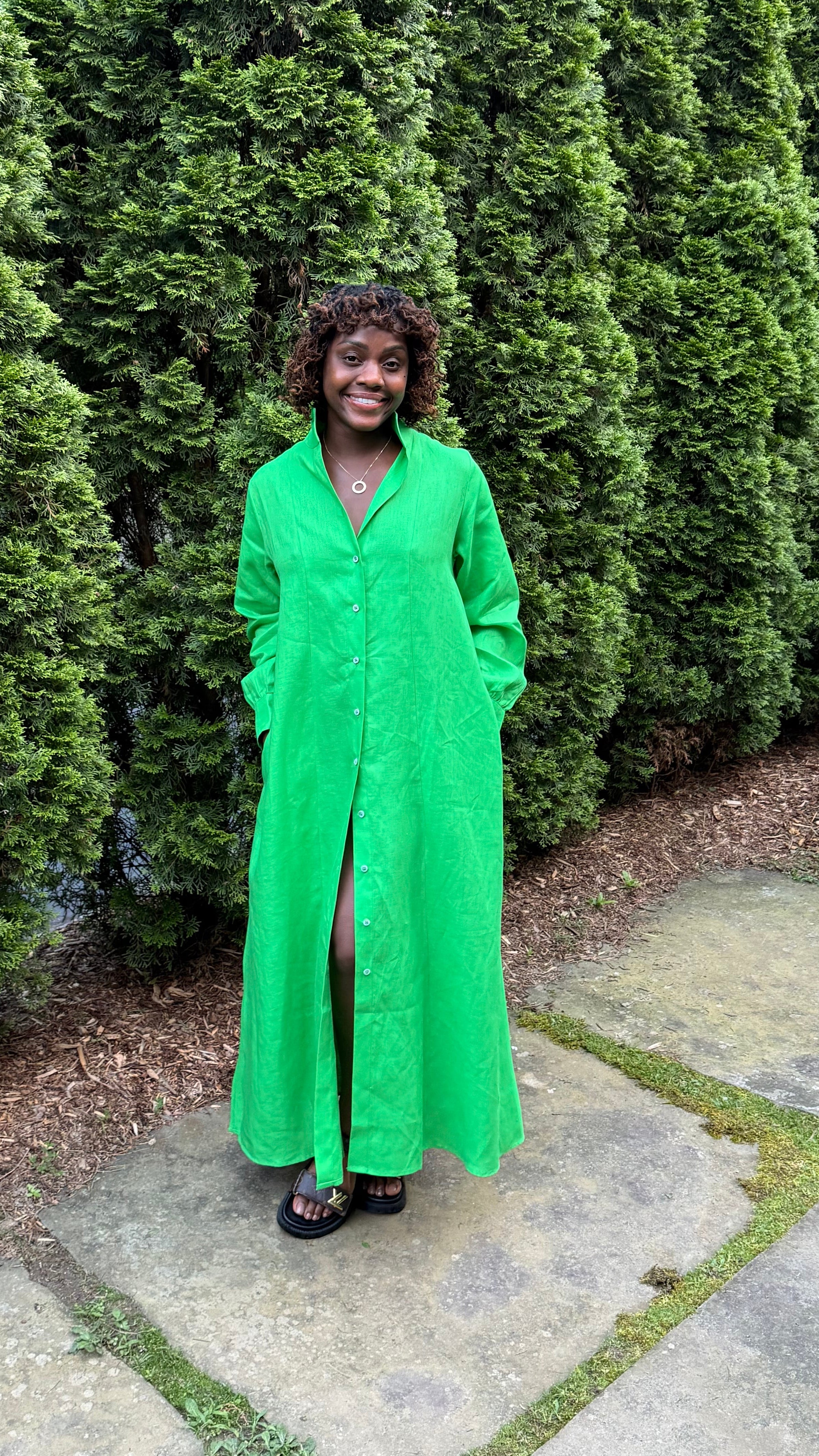 The Elevated 100% Linen Shirtdress - Jungle – JODI MELISSA