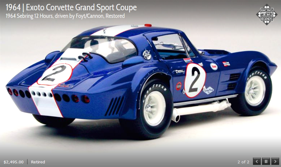 Exoto Standox Corvette Grand Sport Coupe race car Foyt / Cannon