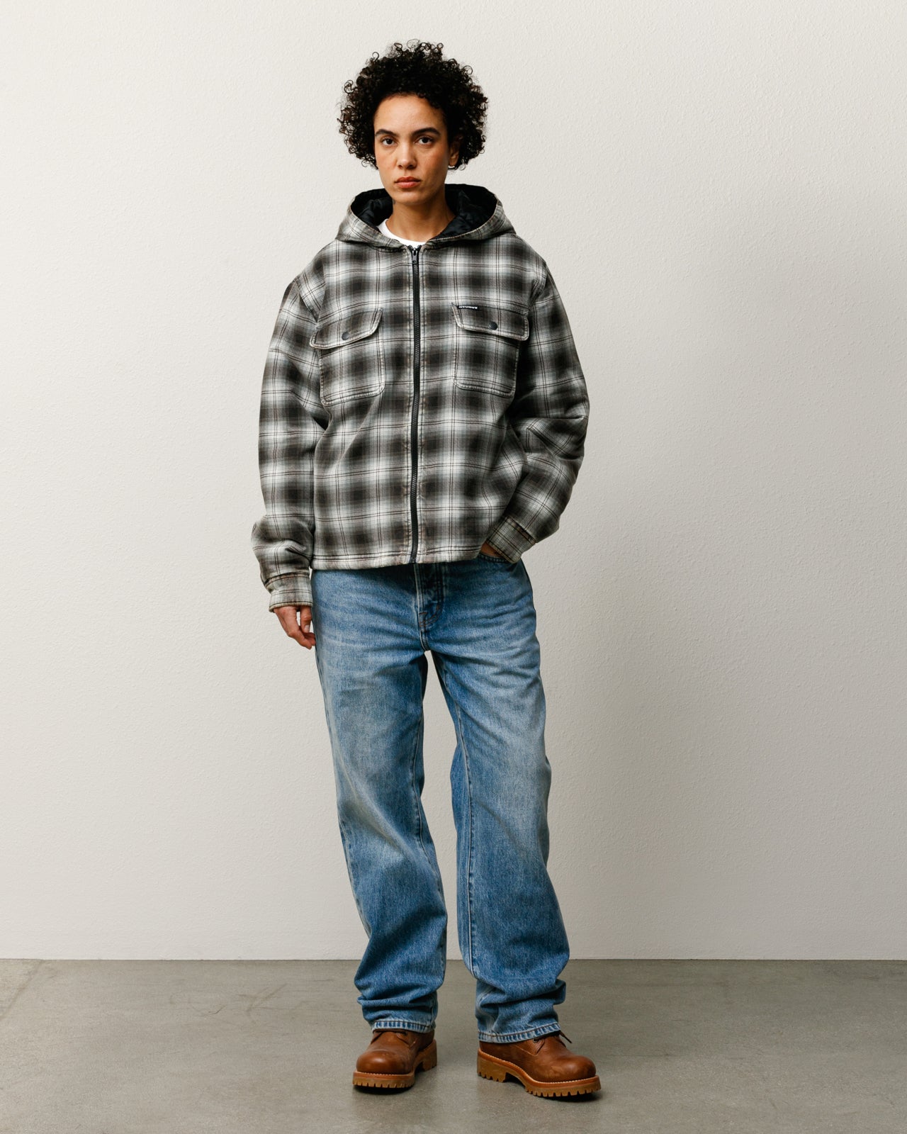 Zip Hooded Plaid Shirt – Charcoal | Outerwear | Stüssy Japan