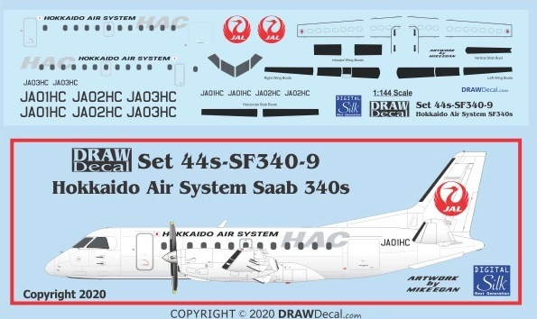 Saab 340 - Hokkaido Air System (HAC) Draw Decal -44-SF340-09