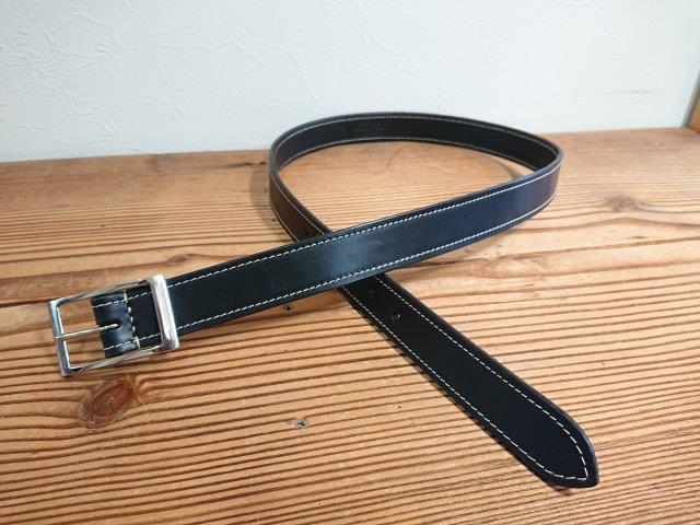 完成品】栃木レザーデザインステッチベルト ビジネスベルト【 ブラック