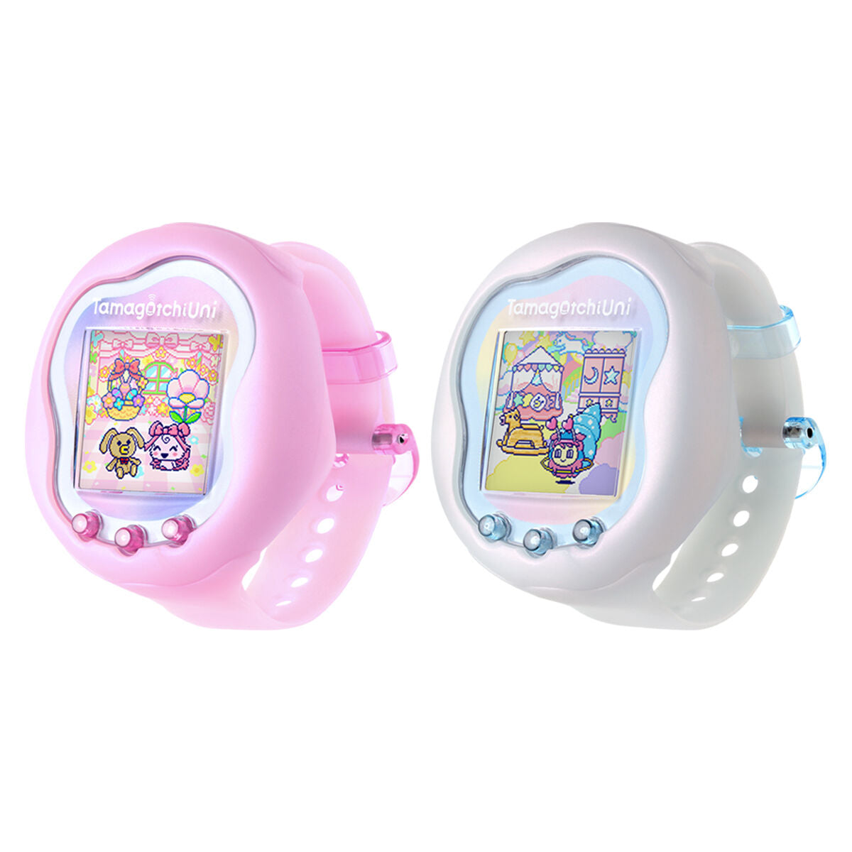 NEW] Tamagotchi Uni - Aurora Pink | Prism White Premium Bandai