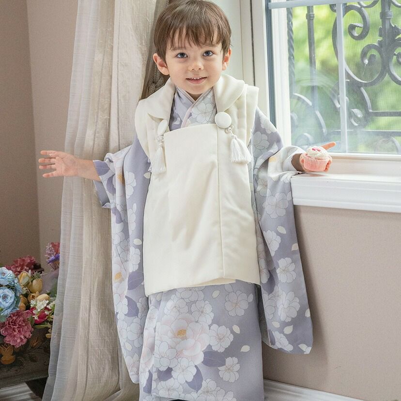 送料無料【卒服最終セール目玉】男児七五三 3歳着物＆被布セット 和装